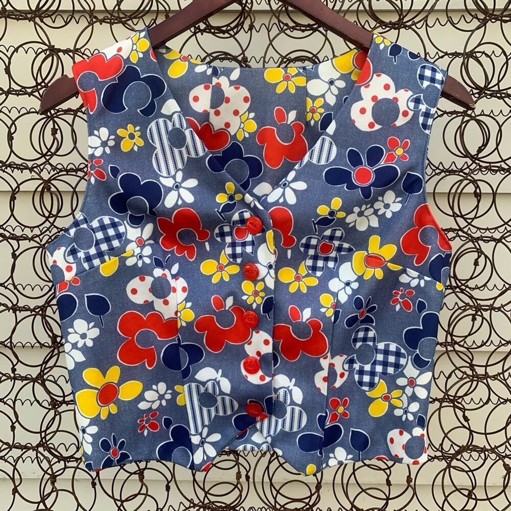 Vintage 60s hippie flower power ditzy daisy vest